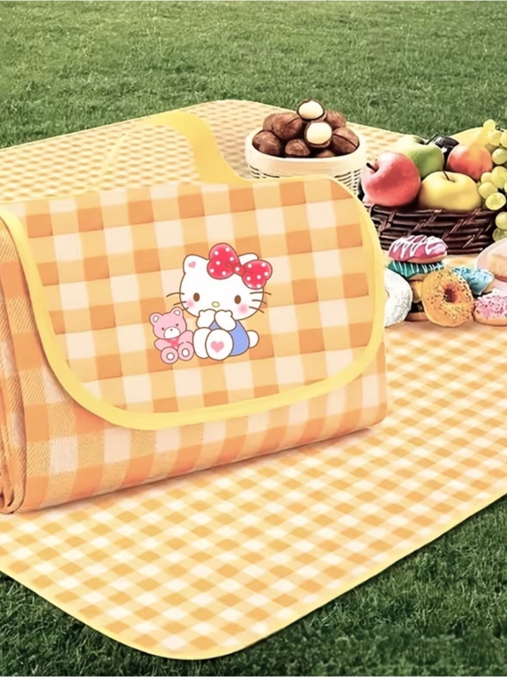 Hello Kitty Red Check Picnic Blanket 2ND PIC” Outdoors Beach Summer Games Decor
